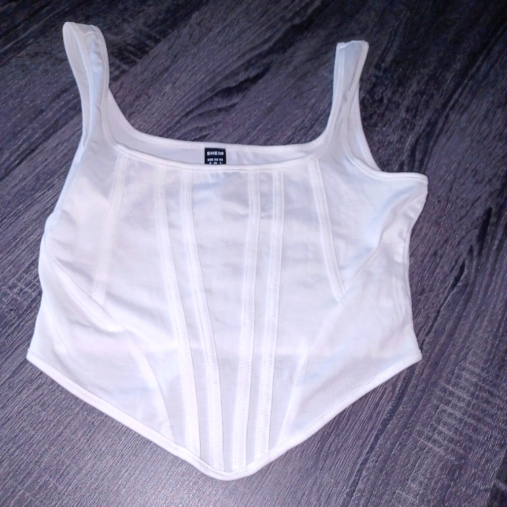 Shein- White Tank Crop Top- W Sz Small